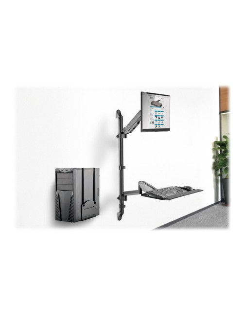 Digitus Sit-Stand Workstation Wall Single Mount, Max load 1-8 kg, max Screen Size: 17"-32", Black | Digitus