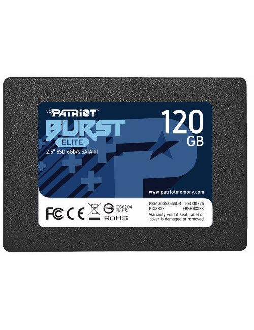 SSD|PATRIOT|Burst Elite|120GB|SATA 3.0|3D NAND|Write speed 320 MBytes/sec|Read speed 450 MBytes/sec|2,5"|TBW 50 TB|PBE120GS25SSD