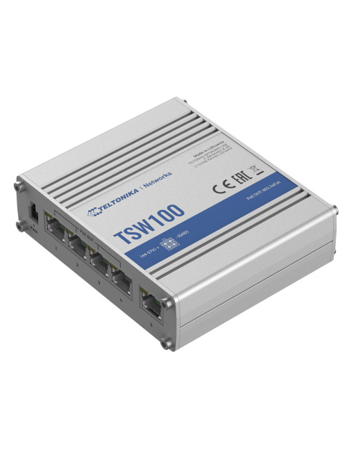 Teltonika | Industiral POE+ Swith | TSW100 | Unmanaged | Desktop | 1 Gbps (RJ-45) ports quantity 5 | SFP ports quantity | PoE po