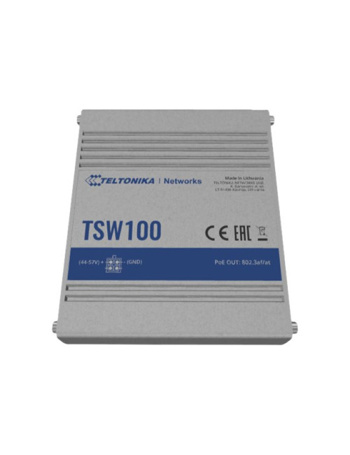 Teltonika | Industiral POE+ Swith | TSW100 | Unmanaged | Desktop | 1 Gbps (RJ-45) ports quantity 5 | SFP ports quantity | PoE po