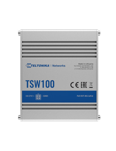 Teltonika | Industiral POE+ Swith | TSW100 | Unmanaged | Desktop | 1 Gbps (RJ-45) ports quantity 5 | SFP ports quantity | PoE po