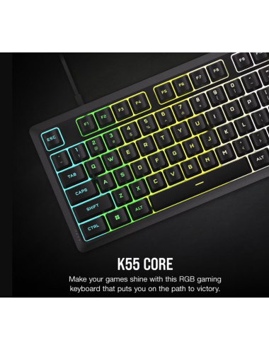 Corsair K55 CORE RGB | Gaming keyboard | Wired | NA | Black | USB 2.0 Type-A