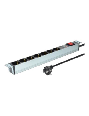 Digitus | 1U Aluminum PDU, rackmountable, 7x safety outlet 16A Plug, 250VAC 50/60Hz, switch, surge protection | DN-95407