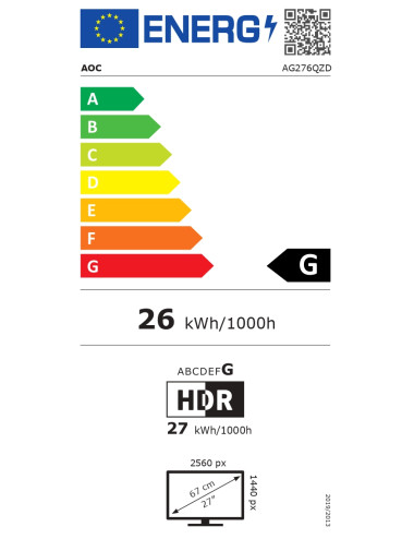AG276QZD AGON PRO | 27 " | OLED | QHD | 16:9 | 240 Hz | 0.03 ms | 2560 x 1440 pixels | 1000 cd/m | HDMI ports quantity 2 | Black