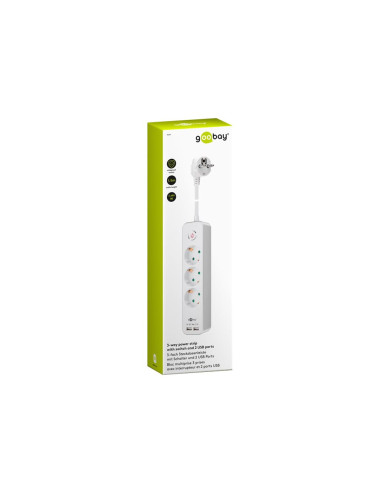 41264 3-Way Power Strip with Switch and USB | Sockets quantity 3