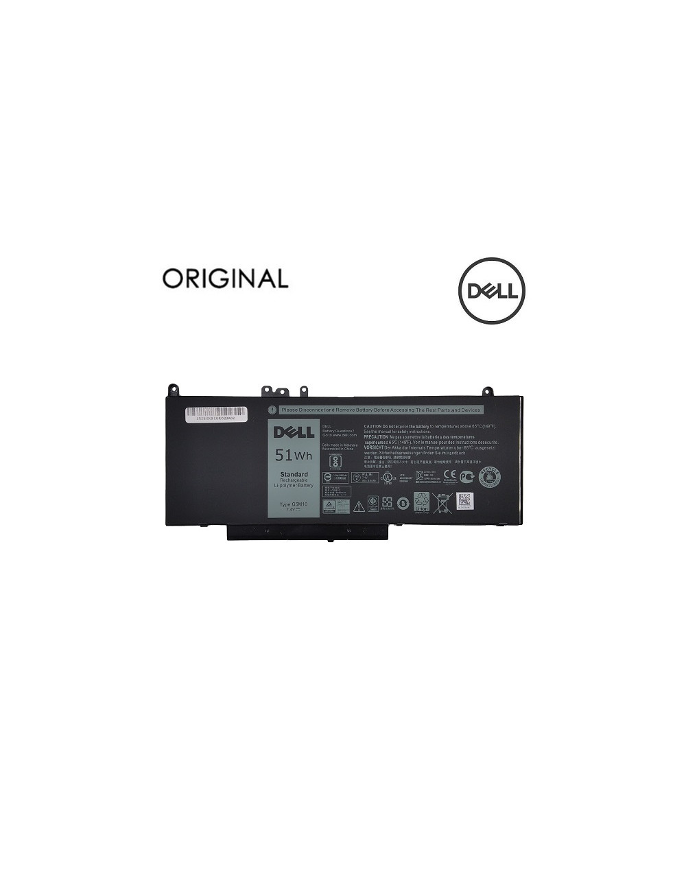 Notebook battery, DELL G5M10, 51Wh, Original