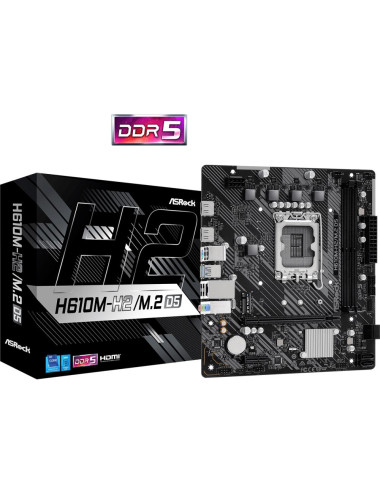 Mainboard|ASROCK|Intel H610|LGA1700|Micro-ATX|Memory DDR5|Memory slots 2|1xPCI-Express 3.0 1x|1xPCI-Express 4.0 16x|1xM.2|2xHDMI