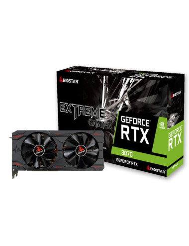 Graphics Card|BIOSTAR|NVIDIA GeForce RTX 3070|8 GB|GDDR6|256 bit|PCIE 4.0 16x|GPU 1500 MHz|Dual Slot Fansink|1xHDMI|3xDisplayPor