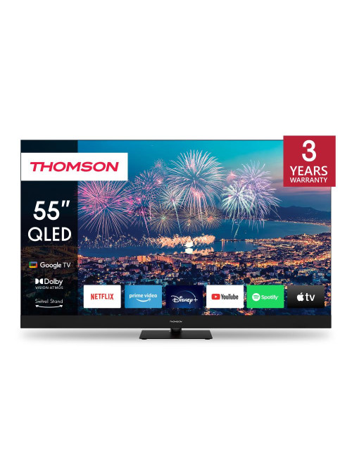 TV Set|THOMSON|55"|4K/Smart|QLED|3840x2160|Wireless LAN|Bluetooth|Google TV|Black|55QG6C14