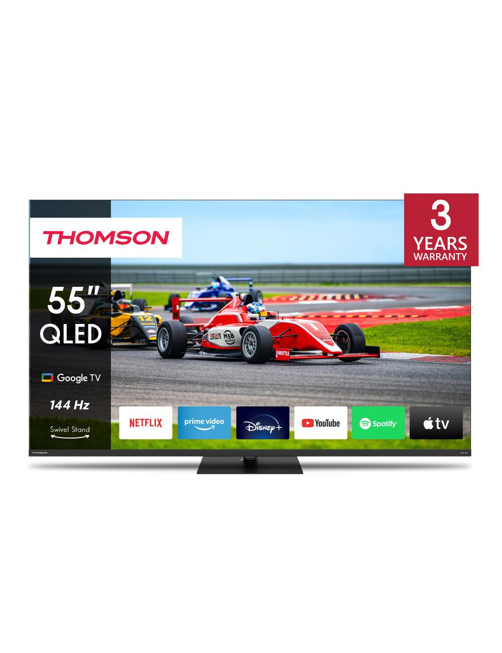 TV Set|THOMSON|55"|4K/Smart|QLED|3840x2160|Wireless LAN|Bluetooth|Google TV|Black|55QG7C14