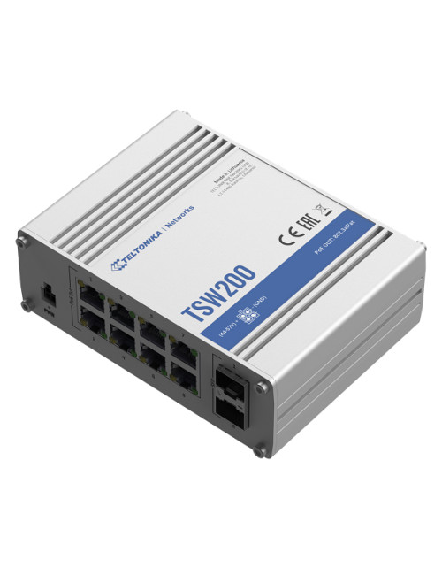 Teltonika Ethernet Switch TSW200 Unmanaged, Desktop, 1 Gbps (RJ-45) ports quantity 8, SFP ports quantity 2, PoE ports quantity 8