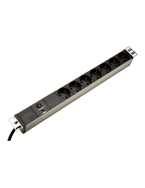 Aluminum outlet strip with overload protection | DN-95403 | Sockets quantity 7