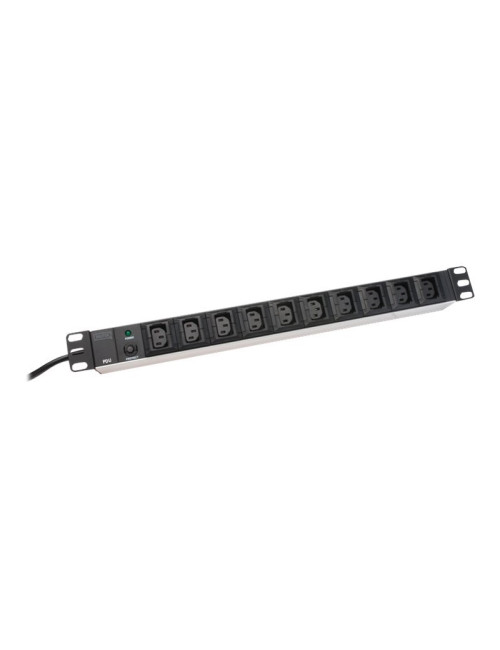 Aluminum outlet strip, IEC C14 plug | DN-95404 | Sockets quantity 10