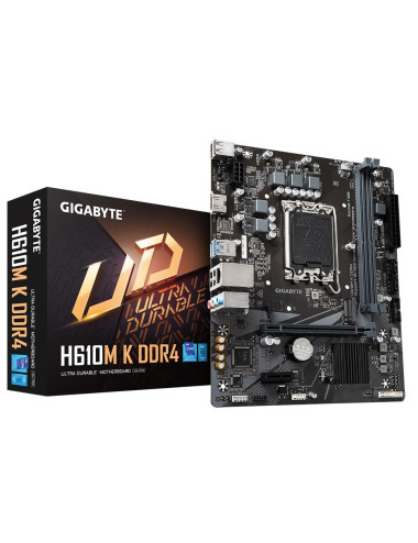 Mainboard|GIGABYTE|Intel H610|LGA1700|Micro-ATX|Memory DDR4|Memory slots 2|1xPCI-Express 3.0 1x|1xPCI-Express 4.0 16x|1xM.2|1xHD