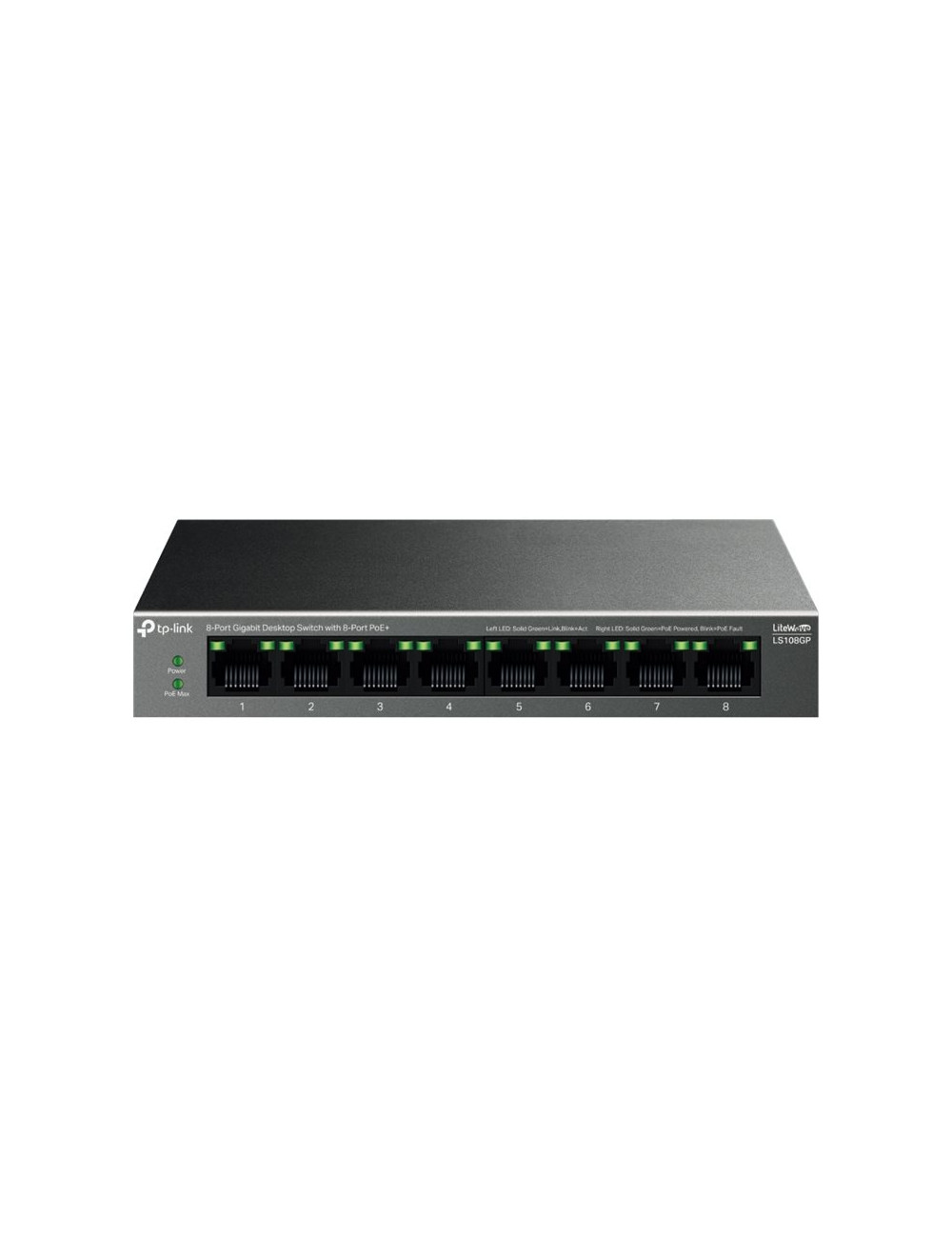 TP-LINK LS108GP 8-Port Gigabit Desktop Switch with 8-Port PoE+