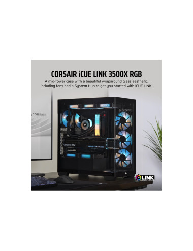 Corsair iCUE LINK 3500X RGB Mid-Tower PC Case, Black