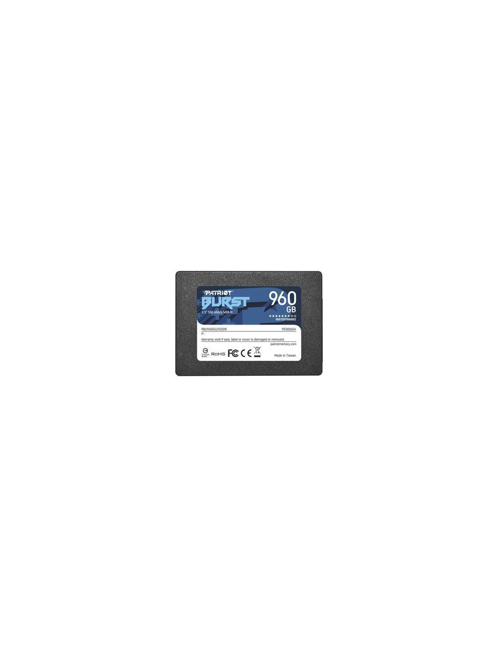 SSD|PATRIOT|Burst Elite|960GB|SATA 3.0|3D NAND|Write speed 320 MBytes/sec|Read speed 450 MBytes/sec|2,5"|TBW 400 TB|PBE960GS25SS