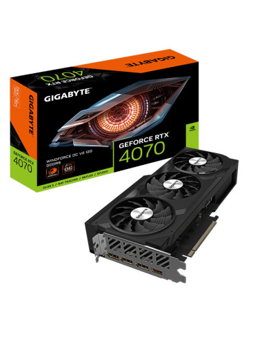 Graphics Card|GIGABYTE|NVIDIA GeForce RTX 4070|20 GB|GDDR6|192 bit|PCIE 4.0 16x|Triple slot Fansink|1xHDMI|3xDisplayPort|GV-N407