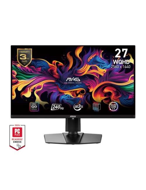 Monitor|MSI|26.5"|Gaming|Panel QD-OLED|2560x1440|16:9|240Hz|Matte|0.03 ms|Swivel|Pivot|Height adjustable|Tilt|Colour Black|MAG27