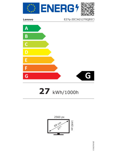 Lenovo | ThinkVision | E27q-20 | 27 " | IPS | QHD | 16:9 | 75 Hz | 4 ms | 2560 x 1440 | 350 cd/m | HDMI ports quantity 1 | Raven