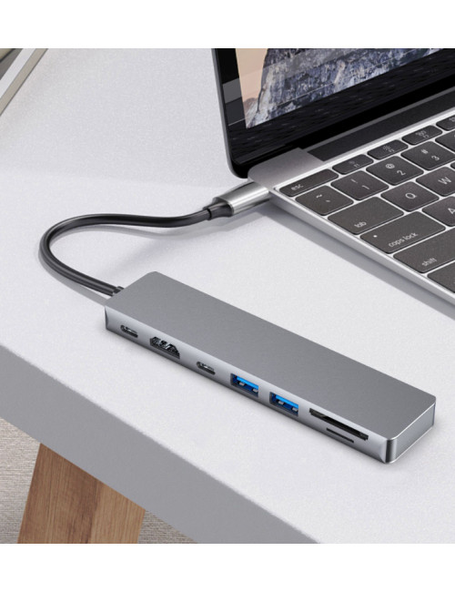 Fixed | 7-port USB-C hub card for laptops and tablets | FIXHU-CAD-GR