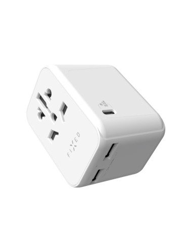 Fixed | Voyager World Adapter | FIXCT30-1C2A-WH | USB-A/USB-C | Travel Adapter