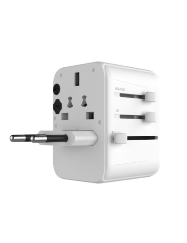 Fixed | Voyager World Adapter | FIXCT30-1C2A-WH | USB-A/USB-C | Travel Adapter