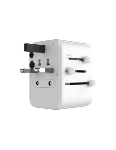 Fixed | Voyager World Adapter | FIXCT30-1C2A-WH | USB-A/USB-C | Travel Adapter