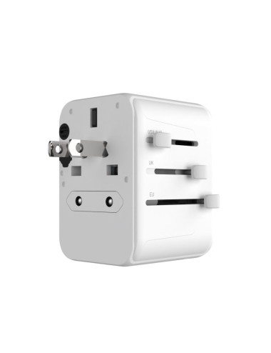 Fixed | Voyager World Adapter | FIXCT30-1C2A-WH | USB-A/USB-C | Travel Adapter