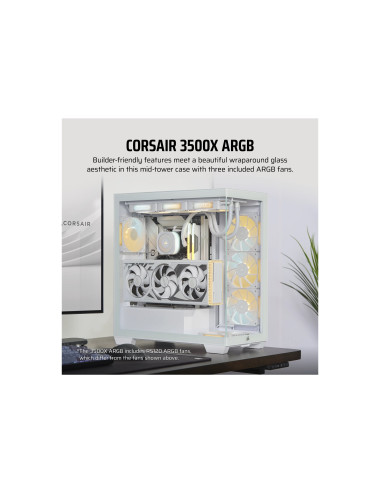 Corsair 3500X ARGB Mid-Tower PC Case, White | Corsair