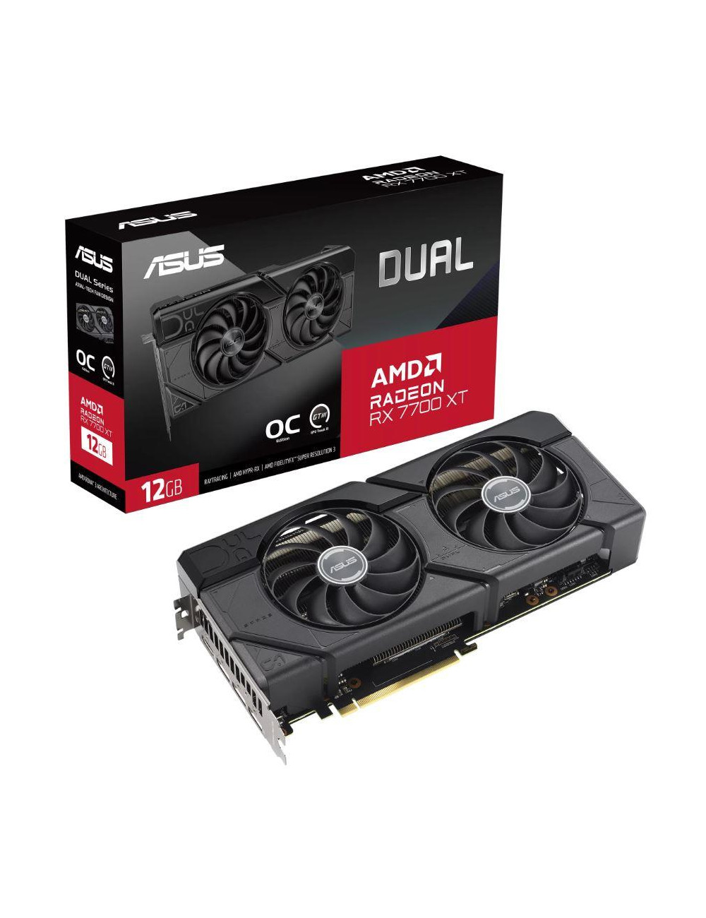 Graphics Card|ASUS|AMD Radeon RX 7700 XT|12 GB|GDDR6|192 bit|PCIE 4.0 16x|Dual Slot Fansink|1xHDMI|3xDisplayPort|DUAL-RX7700XT-O