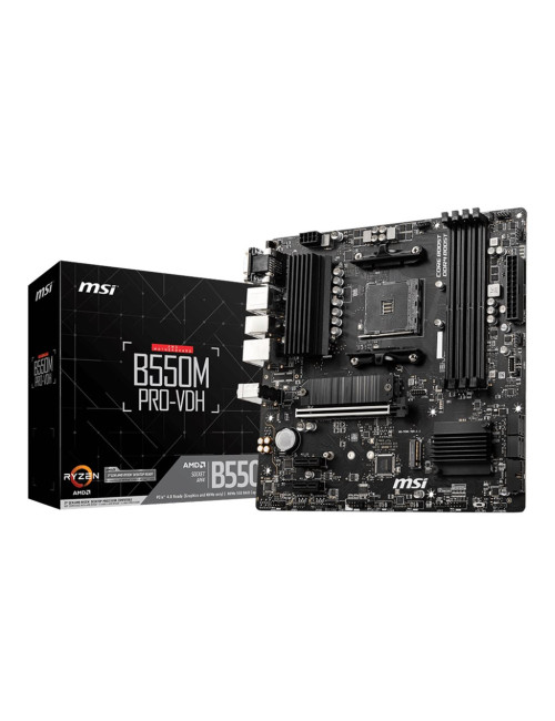 MSI | B550M PRO-VDH | Processor family AMD | Processor socket AM4 | DDR4 | Memory slots 4 | Number of SATA connectors 4 | Chipse