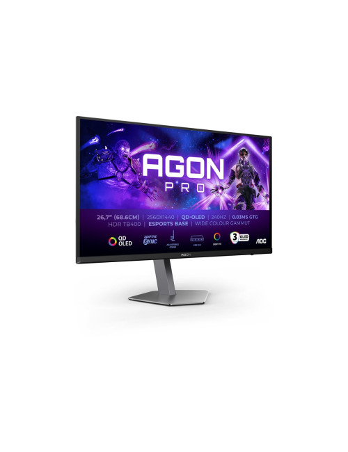 AOC AG276QZD2 | 26.7 " | OLED | QHD | 16:9 | 240 Hz | 0.03 ms | 2560 x 1440 pixels | 250 cd/m | HDMI ports quantity 2