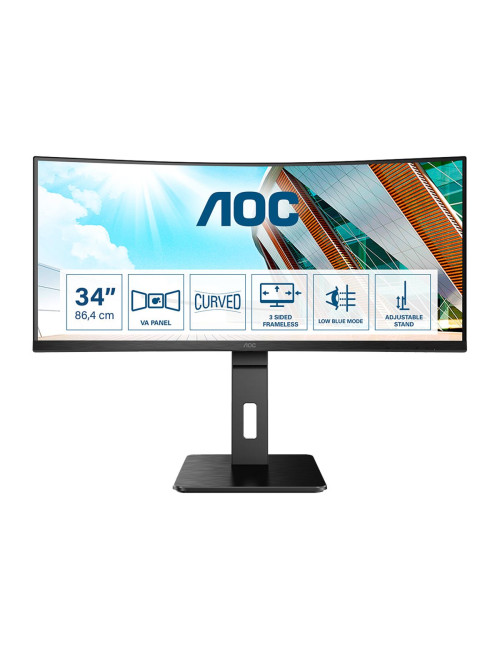 AOC | Curved Monitor | CU34P2A | 34 " | VA | 21:9 | 100 Hz | 1 ms | 3440 1440 | 300 cd/m | Headphone out (3.5mm) | HDMI ports qu