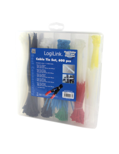 Cable Tie Set, 600pcs., 5 lengths, 1 x cable cutter