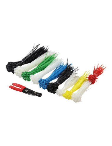 Cable Tie Set, 600pcs., 5 lengths, 1 x cable cutter