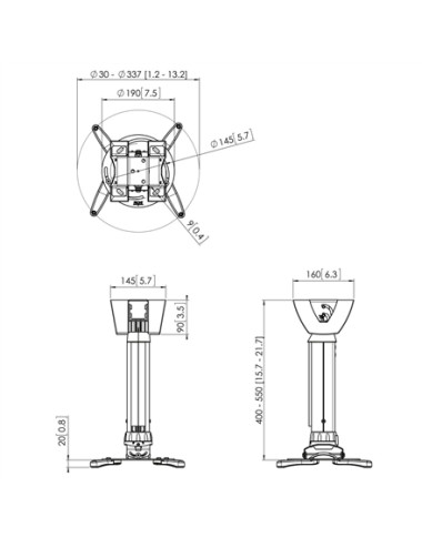 Vogels | Projector Ceiling mount | PPC1540W | Maximum weight (capacity) 15 kg | White