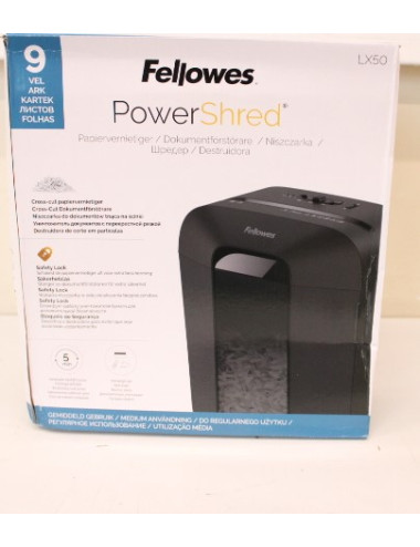 SALE OUT. Fellowes Powershred LX50 Cross-Cut Shredder | Powershred | LX50 | Black | 17 L | Credit cards shredding | DAMAGED PACK