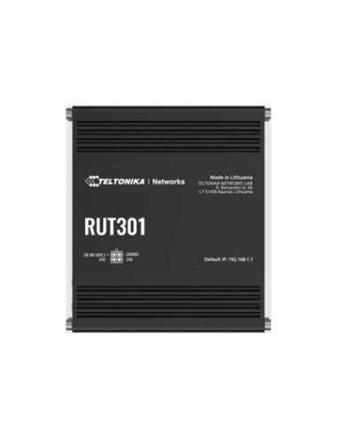 Ethernet Router | RUT301 | No Wi-Fi | 10/100 Mbit/s | Ethernet LAN (RJ-45) ports 5 | Mesh Support No | MU-MiMO No | No mobile br