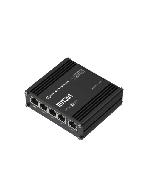 Ethernet Router | RUT301 | No Wi-Fi | 10/100 Mbit/s | Ethernet LAN (RJ-45) ports 5 | Mesh Support No | MU-MiMO No | No mobile br