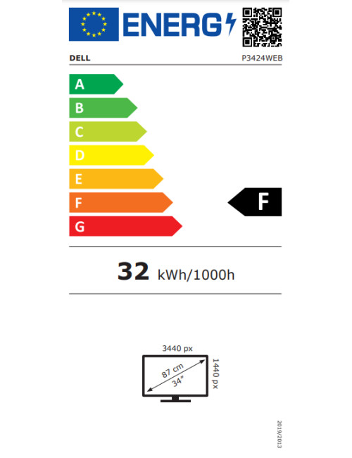 Dell | Monitor | P3424WEB | 34 " | IPS | 21:9 | 60 Hz | 5 ms | 300 cd/m | HDMI ports quantity 1 | Warranty 60 month(s)