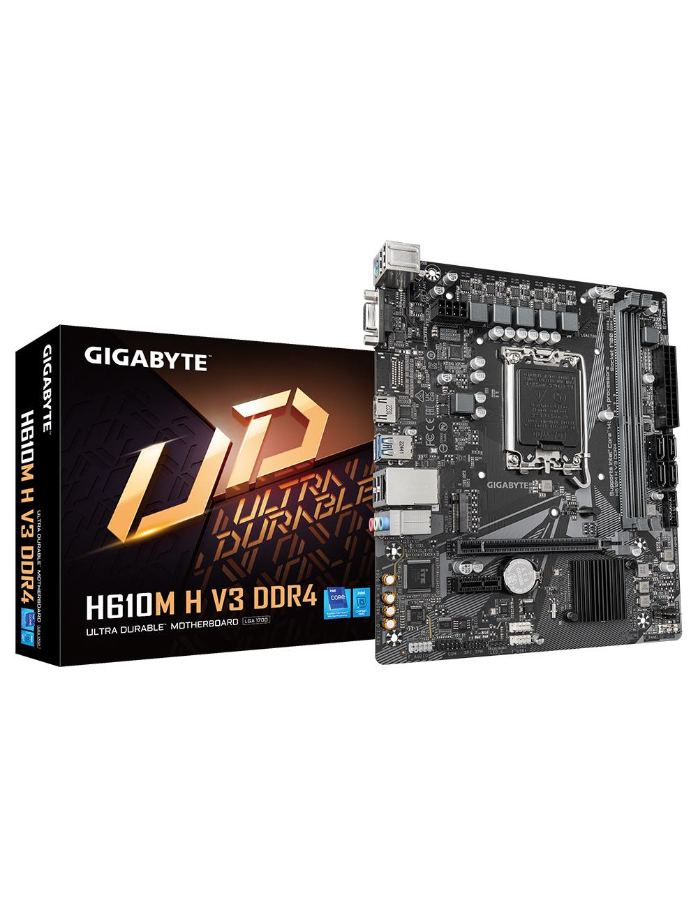 Mainboard|GIGABYTE|Intel H610|LGA1700|Micro-ATX|Memory DDR4|Memory slots 2|1xPCI-Express 3.0 1x|1xPCI-Express 4.0 16x|1xM.2|1x15