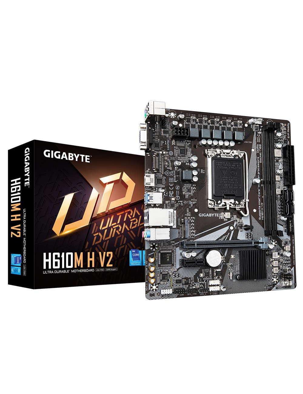 Mainboard|GIGABYTE|Intel H610|LGA1700|Micro-ATX|Memory DDR5|Memory slots 2|1xPCI-Express 3.0 1x|1xPCI-Express 4.0 16x|1xM.2|1x15