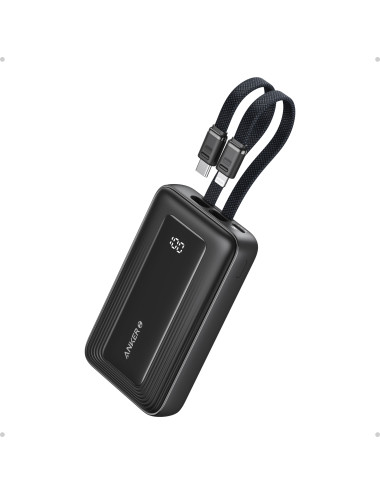 Anker | Power Bank | A1680G11 | 10000 mAh | USB-C 30W, Lightning 27W | Built-In USB-C and Lightning Cables | Black