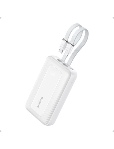 Anker | Power Bank | A1680H21 | 10000 mAh | USB-C 30W, Lightning 27W | Built-In USB-C and Lightning Cables | White