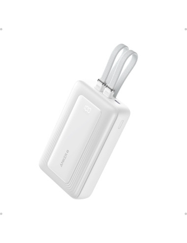 Anker | Power Bank | A1680H21 | 10000 mAh | USB-C 30W, Lightning 27W | Built-In USB-C and Lightning Cables | White