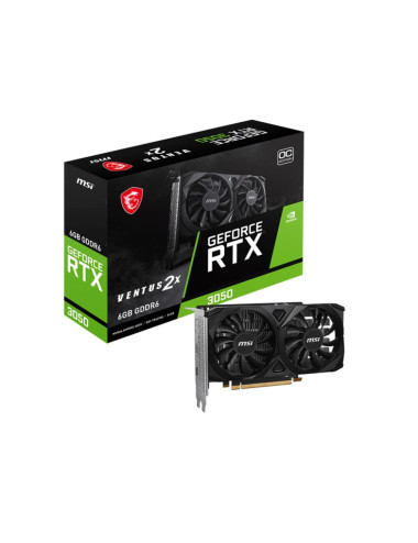 Graphics Card|MSI|NVIDIA GeForce RTX 3050|6 GB|GDDR6|96 bit|PCIE 4.0 16x|Dual Slot Fansink|2xHDMI|1xDisplayPort|RTX3050VEN2XE6GO