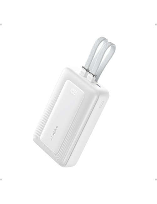 Anker | Power Bank | A1681H21 | 20000 mAh | USB-C 30W, Lightning 27W | Built-In USB-C and Lightning Cables | White