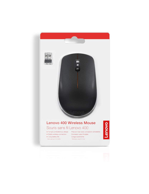 Lenovo | Wireless Mouse | 400 | Wireless mouse | Wireless | 2.4 GHz Wireless via Nano USB | Black | 1 year(s)