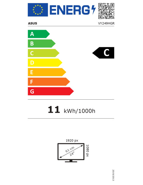 Asus VY249HGR | 23.8 " | IPS | 16:9 | 120 Hz | 1 ms | 1920 x 1080 pixels | 250 cd/m | HDMI ports quantity 1